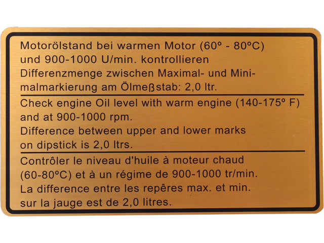 Engine Oil Level Decal